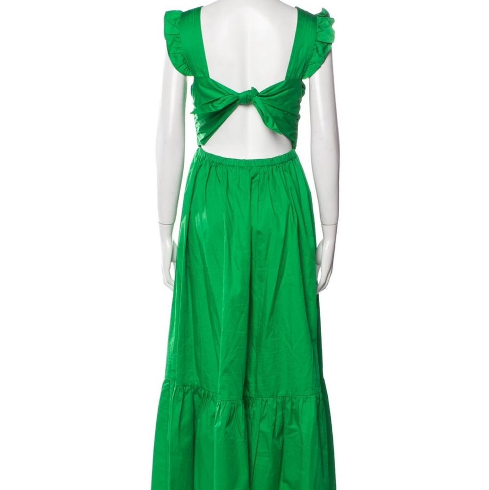 SELF-PORTRAIT 100% Cotton Short Sleeve Cut Out Back Tie Midi Dress - Picture 4 of 12
